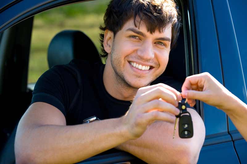 Used car financing Happy woman financing her new car